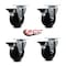 Service Caster 4'' Soft Rubber Wheel Swivel Top Plate Caster Set with Posi Brake, 4PK SCC-20S414-SRS-PLB-4 - alternate 4